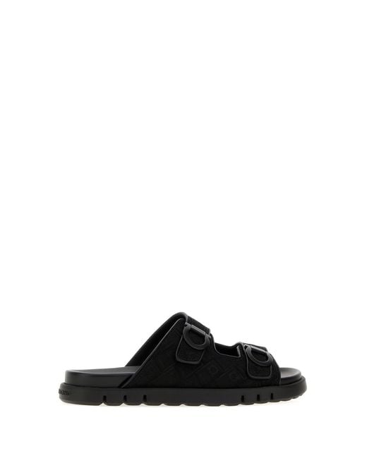Ferragamo Black Jacquard Colly Slippers for men