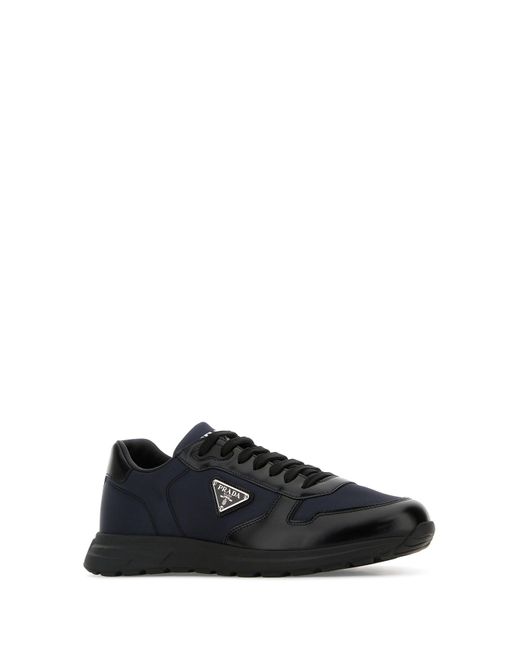Sneakers Prax 2.0 bicolor in nylon e pelle di Prada in Black da Uomo
