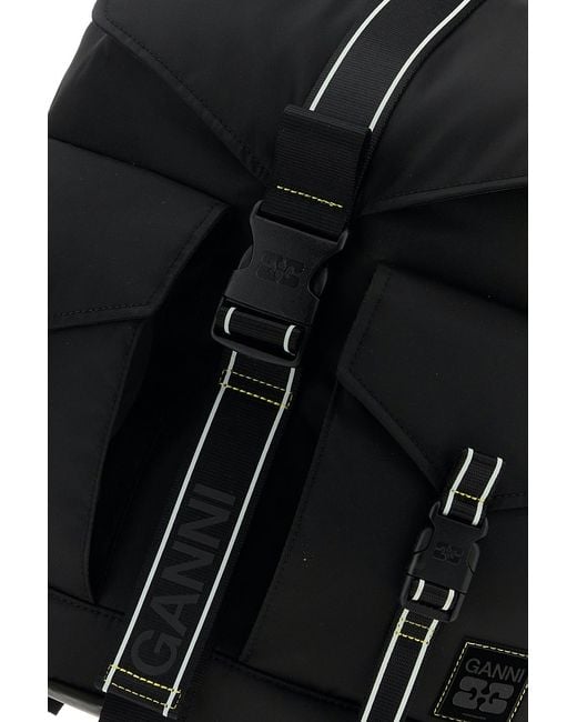 Ganni Black Canvas Backpack