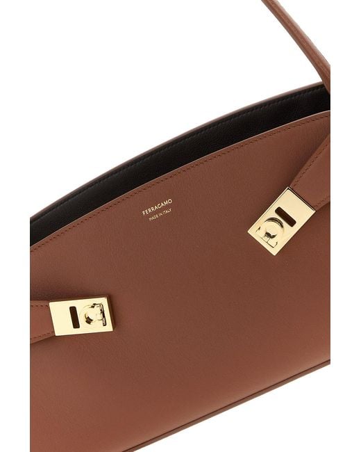 Ferragamo Brown Salvatore Caramel Leather Hug Shoulder Bag