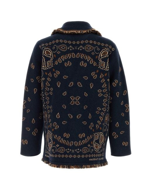 Alanui Blue Embroidered Cashmere Bandana Cardigan for men