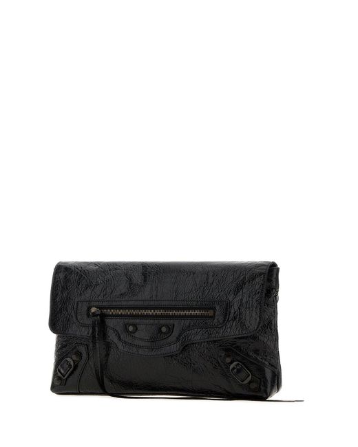 Balenciaga Black Leather Le City Clutch