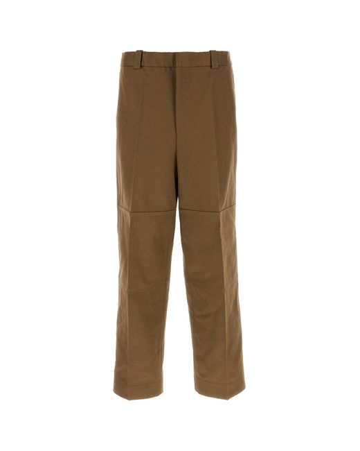 Pantalone in twill marrone di Jil Sander in Natural da Uomo