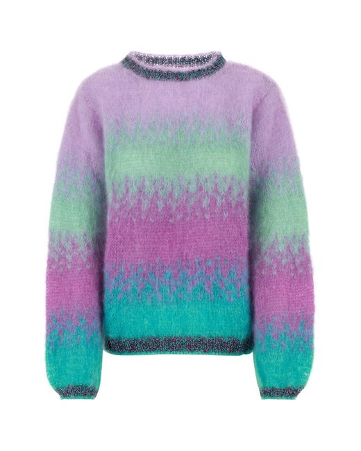 Rose Carmine Pink Multicolor Mohair Blend Sweater