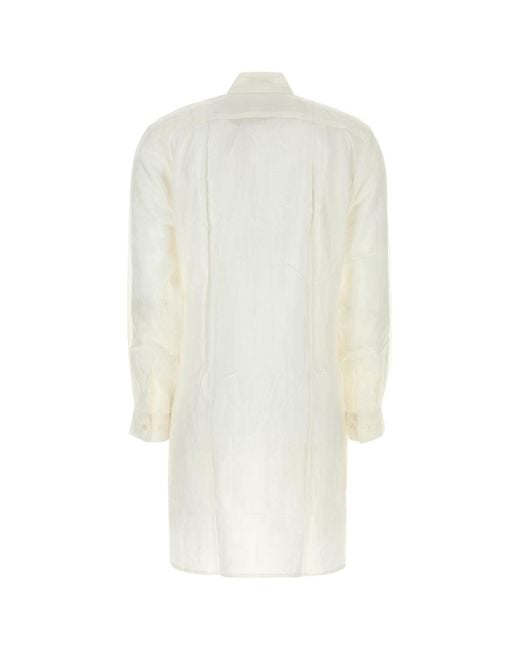 THE ROSE IBIZA White Teal Green Silk Reynal Shirt Dress