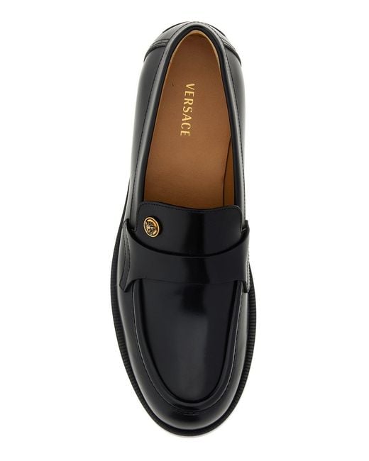 Versace Black Leather Loafers for men