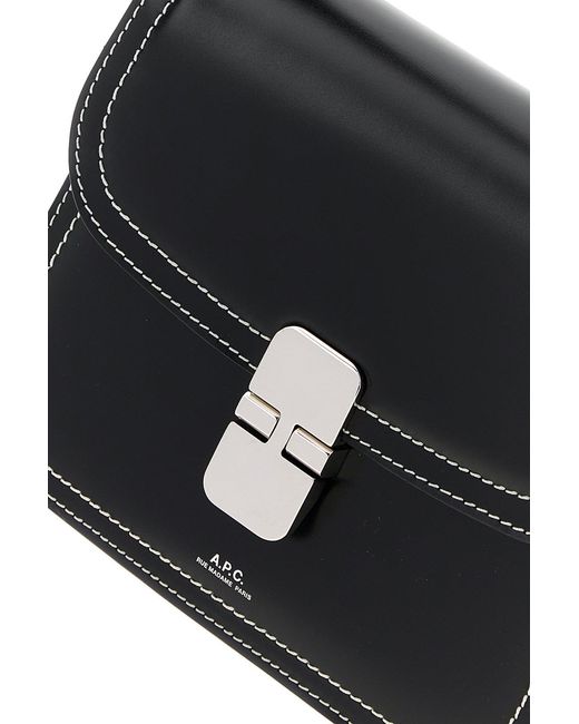 A.P.C. Black Leather Small Grace Shoulder Bag