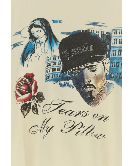 Willy Chavarria Multicolor Ivory Cotton Oversize Tears On My Pillow T-shirt for men