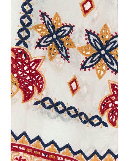 Farm Rio Embroidered Cotton Marys Tiles Blouse