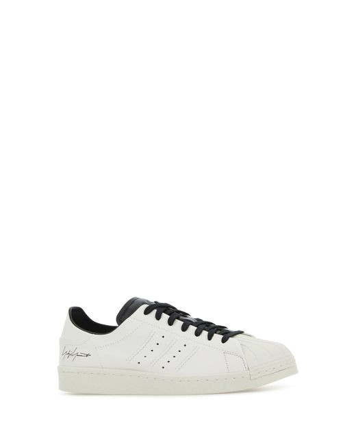 Y-3 Gray Chalk Leather Y-3 Superstar Sneakers for men