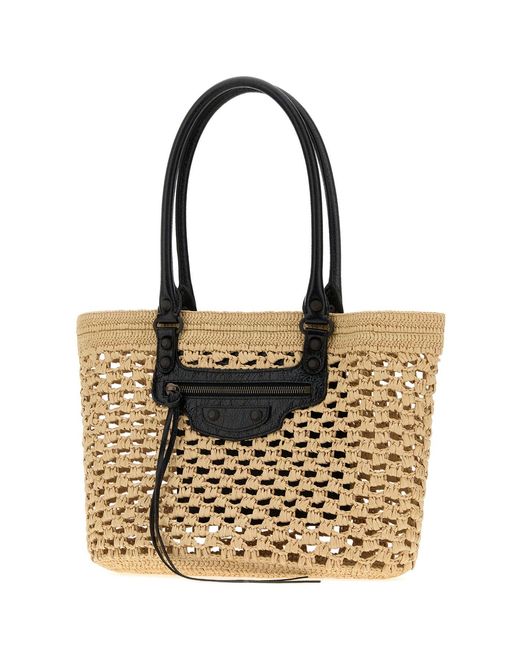 Balenciaga Black Raffia Medium Le City Bucket Bag