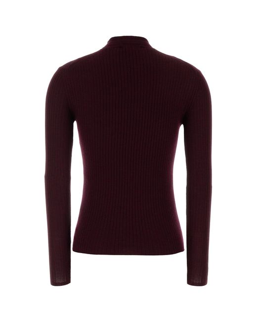 Jil Sander Purple Burgundy Wool Blend Sweater