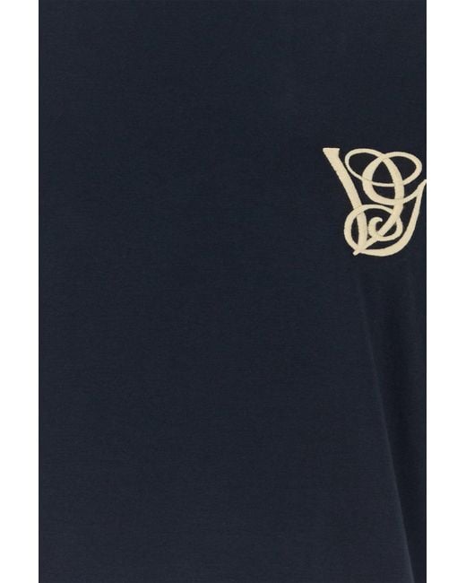 Valentino Garavani Black Navy Blue Cotton T-shirt for men