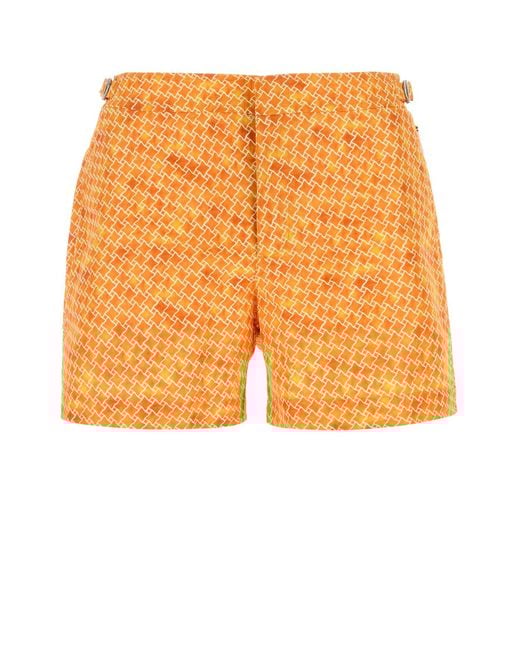 Orlebar Brown Orange Printed Polyester Swimming Shorts for men