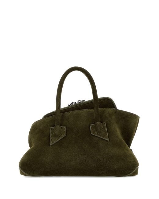 The Attico Army Green Suede Mini La Passeggiata Handbag