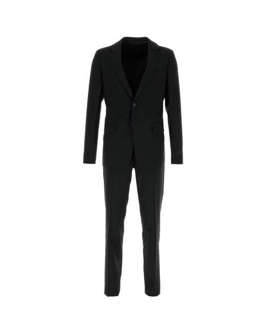 Completo in misto lana nera di Prada in Black da Uomo