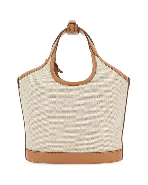 Borsa a mano in tela sabbia di Prada in Natural