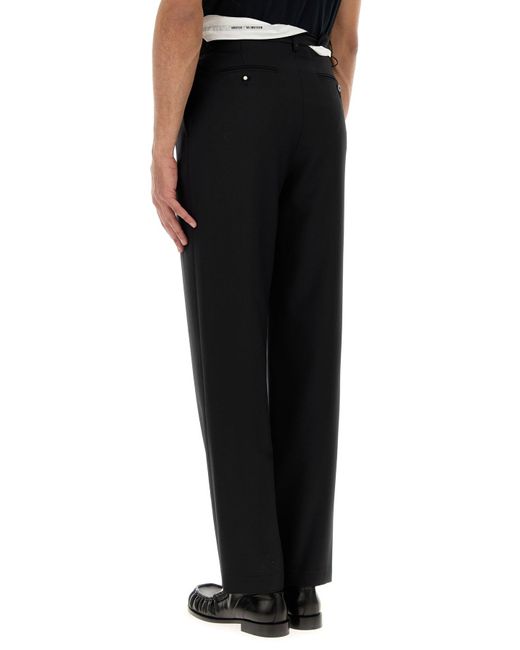 Pantalone Link dalla gamba ampia in lana nera di Magliano in Black da Uomo