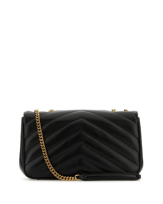 Borsa a spalla LouLou media in pelle nera di Saint Laurent in Black