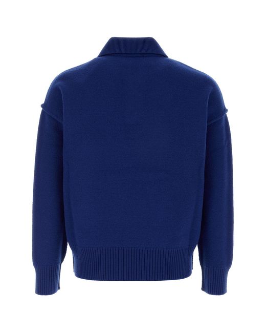 AMI Electric Blue Wool Polo Shirt for men