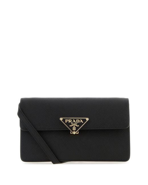Borsa a tracolla mini in pelle nera di Prada in Black