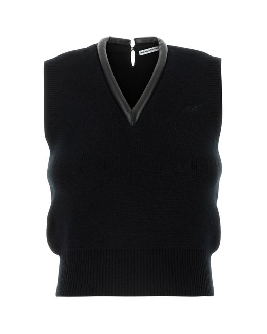 Alexander Wang Black Stretch Wool Blend Vest