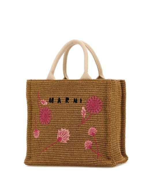 トートバッグ MARNI Biscuit Raffia Small Shopping Bag Marni Biscuit Raffia Small Shopping Bag | Lyst