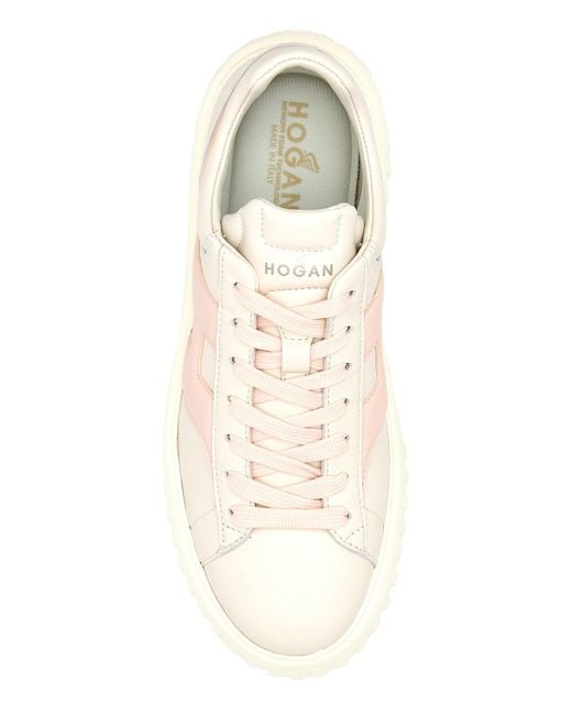 Sneakers H-Stripes in nappa bicolor di Hogan in Natural