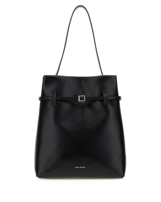 MANU Atelier Black Leather Shopping Bag