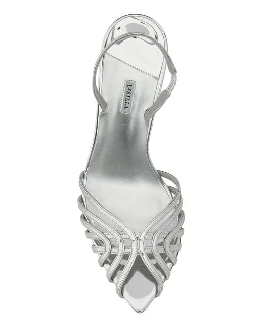 Le Silla White Silver Leather Embras Sandals