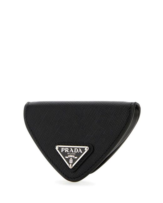 Portamonete in pelle nera di Prada in Black da Uomo