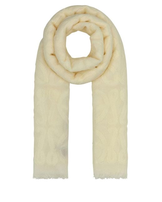 Sciarpa in misto lana avorio di Loewe in Natural