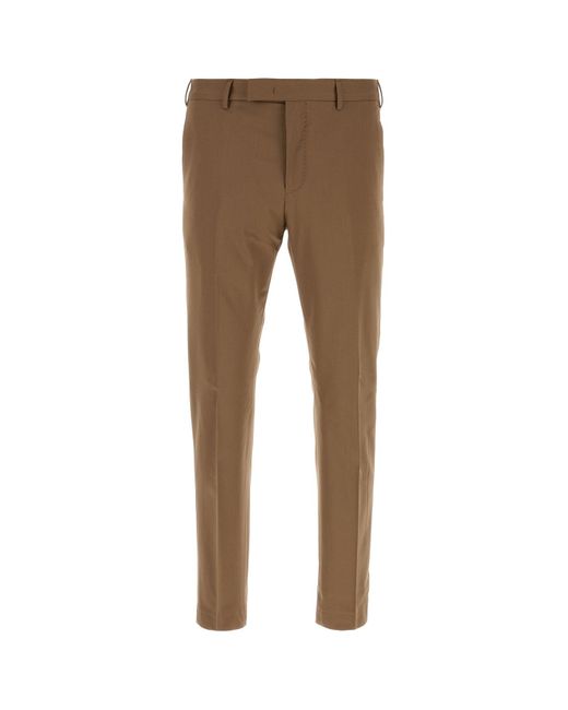 Pantalone in lana stretch fango di PT Torino in Natural da Uomo
