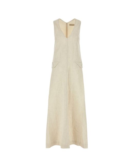 Camilla & Marc White Sand Stretch Polyester Blend Floris Dress
