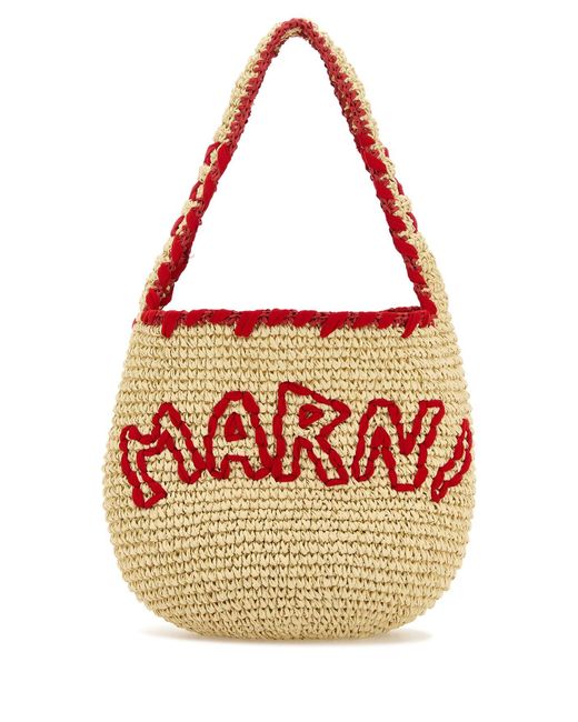 トートバッグ MARNI Raffia Small Nassa Shoulder Bag Marni Small 'nassa' bag natural raffia | The Fashion Square