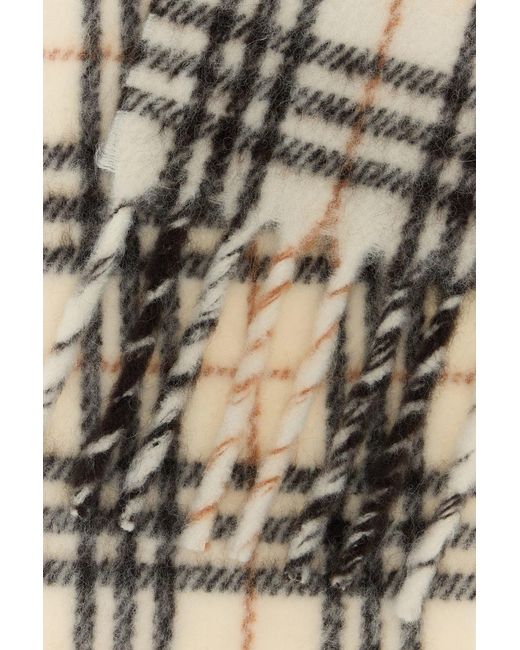 Burberry White Embroidered Alpaca Blend Scarf