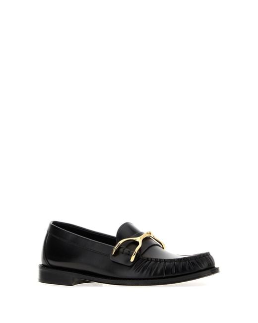 McQueen Black Leather Wishbone Loafers for men