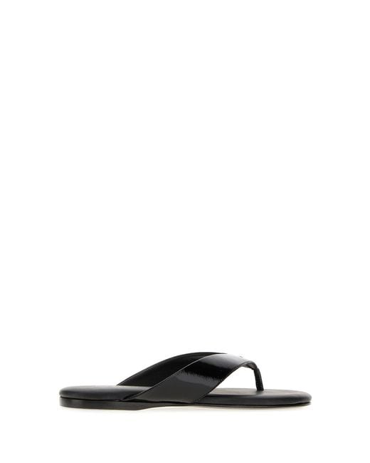 Courreges Black Vinyl Souliers Thong Slippers