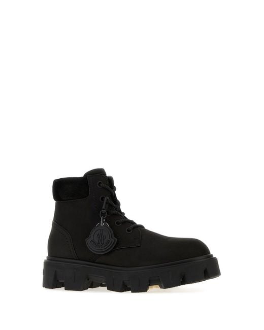 Moncler Black Suede Peak City Ankle Boots for men