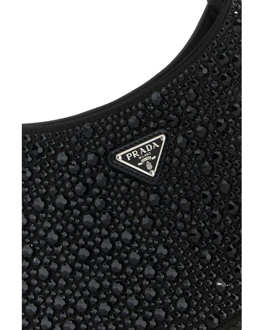 Prada Black Cleo Crystal-embellished Shoulder Bag