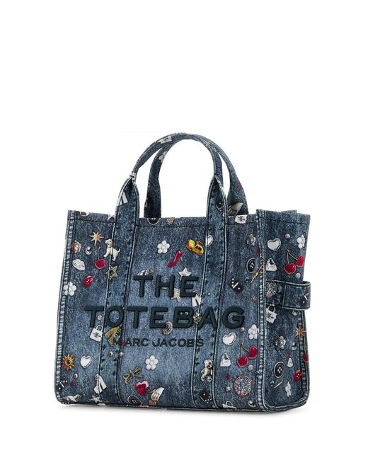 Marc Jacobs Blue Printed Denim Medium The Tote Bag Handbag