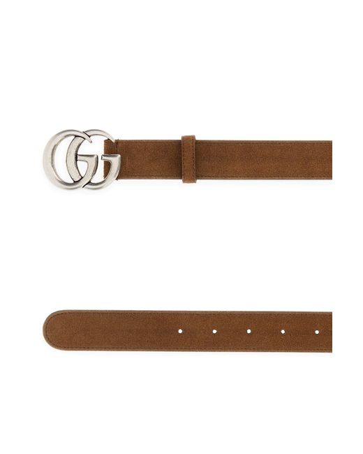 Cintura in pelle scamosciata cammello di Gucci in White da Uomo
