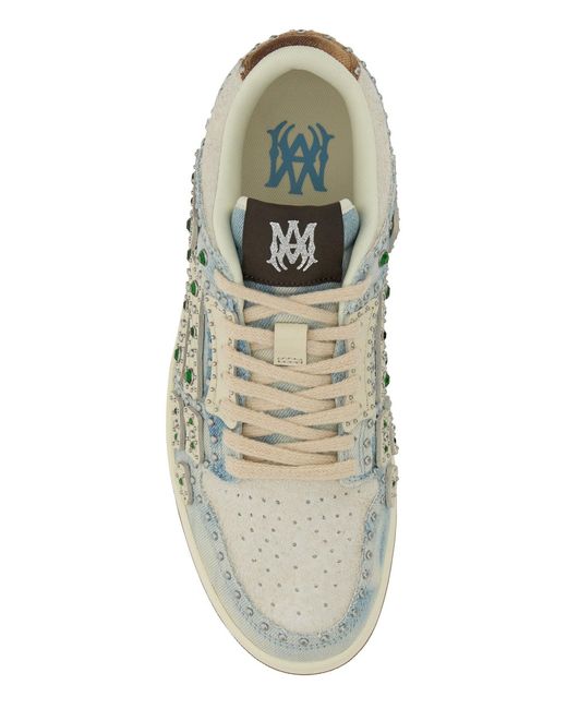 Amiri White Denim Stud Skel Sneakers for men