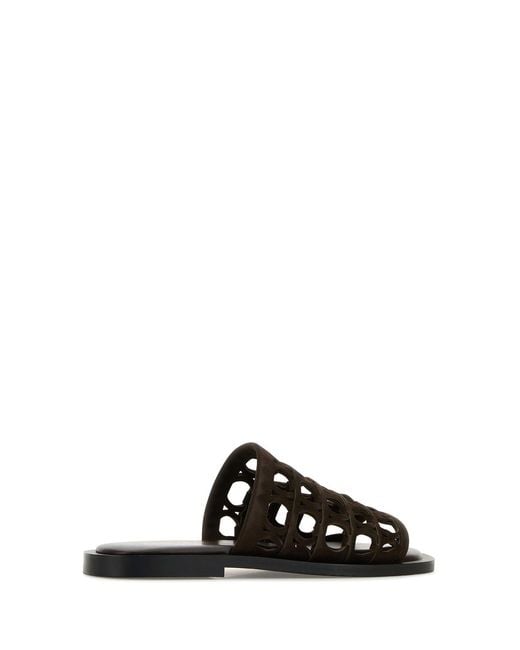 Ferragamo Black Salvatore Dark Suede Barbados Slippers for men