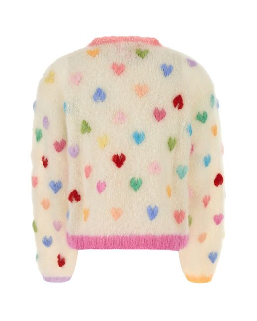 Rose Carmine Pink Embroidered Mohair Blend Sweater