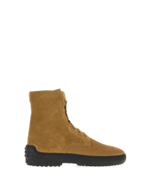 Tod's Brown Camel Suede Ankle Boots for men