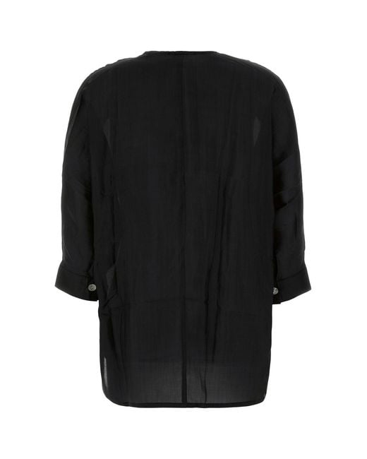 THE ROSE IBIZA Black Silk Indochine Blouse