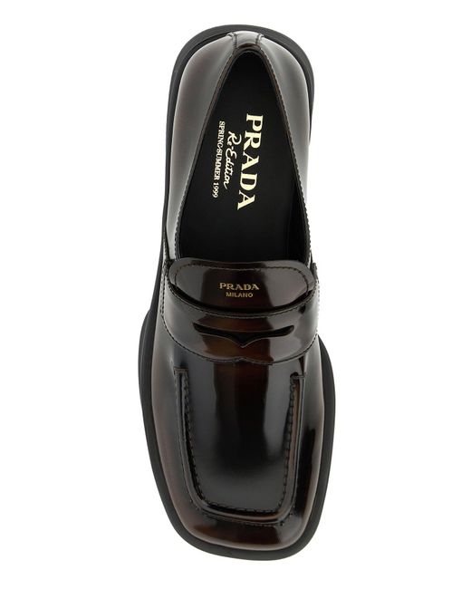Mocassini Equal in pelle marrone di Prada in Black