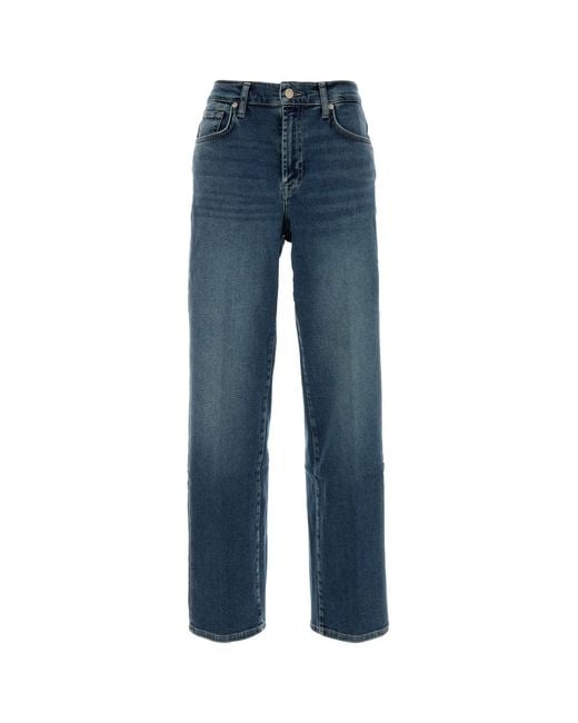 7 For All Mankind Blue Stretch Denim Stovepipe Jeans
