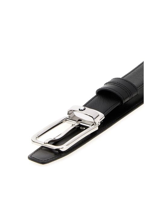 Montblanc Black Leather Reversible Belt for men